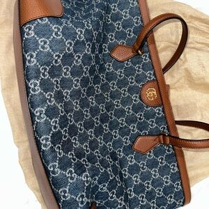 Denim and Leather Tote (Large)